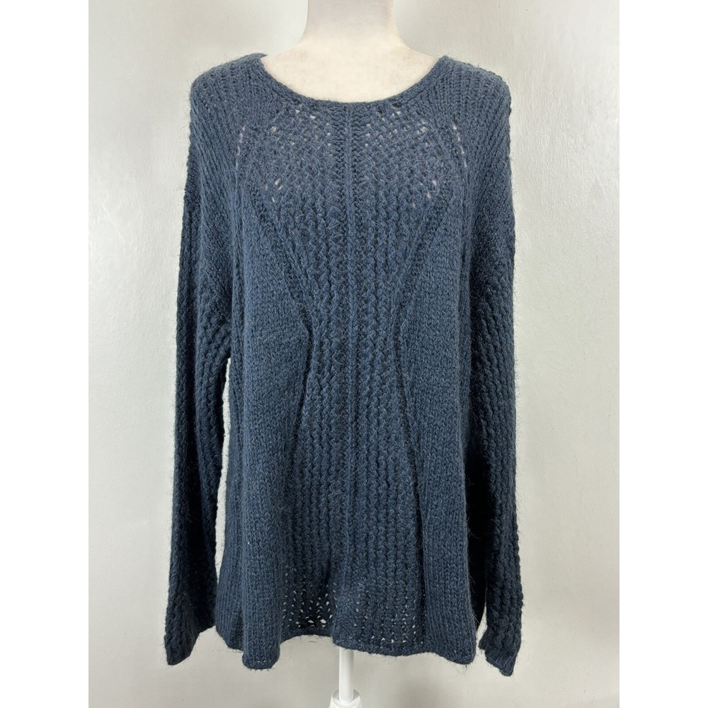 Soft Surroundings Mohair Blend Loose Knit Sweater 2X Plus Blue Knit Women's